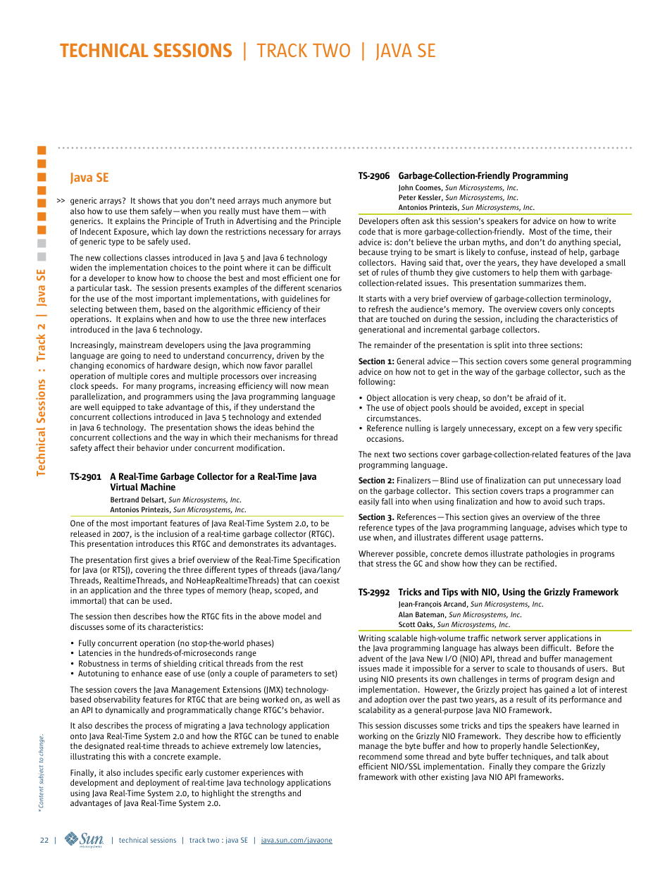 Technical sessions | track two | java se, Java se | Google 2007 JavaOne Advance Conference Guide User Manual | Page 24 / 68