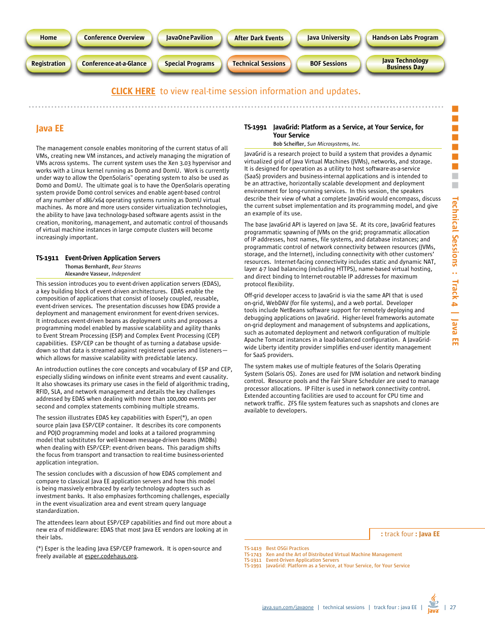 Java ee | Google 2007 JavaOne Advance Conference Guide User Manual | Page 29 / 68