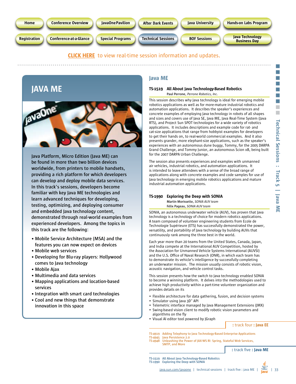 Track 5: java me, Java me | Google 2007 JavaOne Advance Conference Guide User Manual | Page 35 / 68
