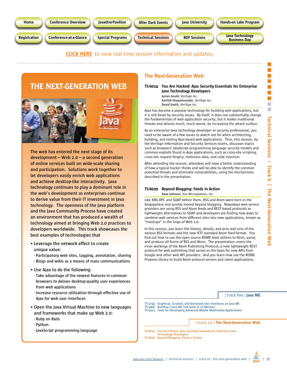Track 6: the next-generation web, The next-generation web | Google 2007 JavaOne Advance Conference Guide User Manual | Page 41 / 68