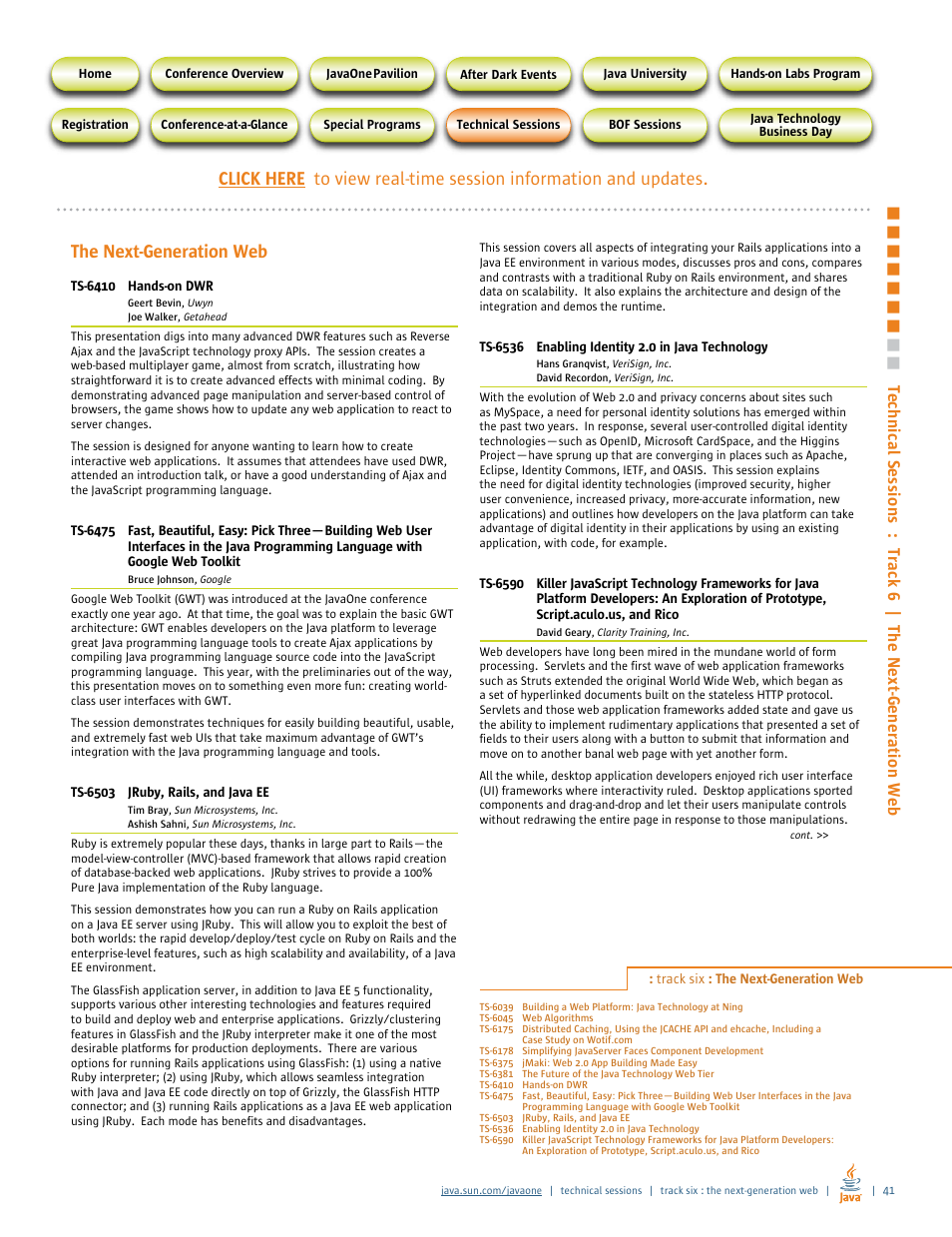 The next-generation web | Google 2007 JavaOne Advance Conference Guide User Manual | Page 43 / 68