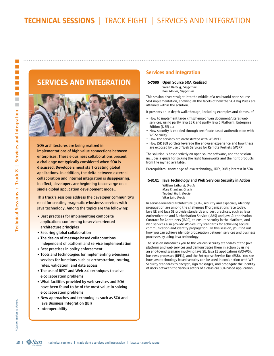 Track 8: services and integration, Services and integration | Google 2007 JavaOne Advance Conference Guide User Manual | Page 50 / 68