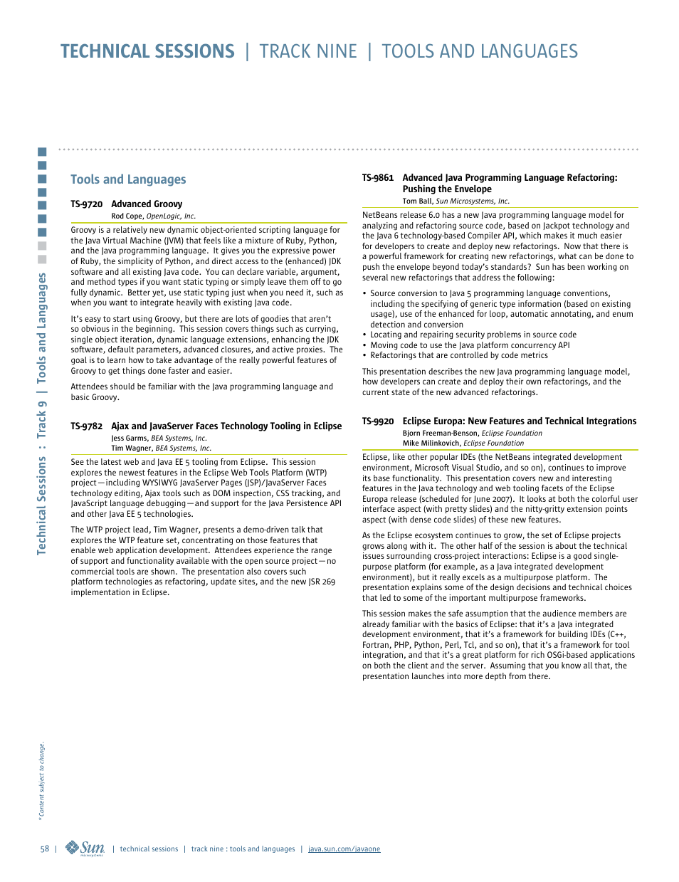 Google 2007 JavaOne Advance Conference Guide User Manual | Page 60 / 68