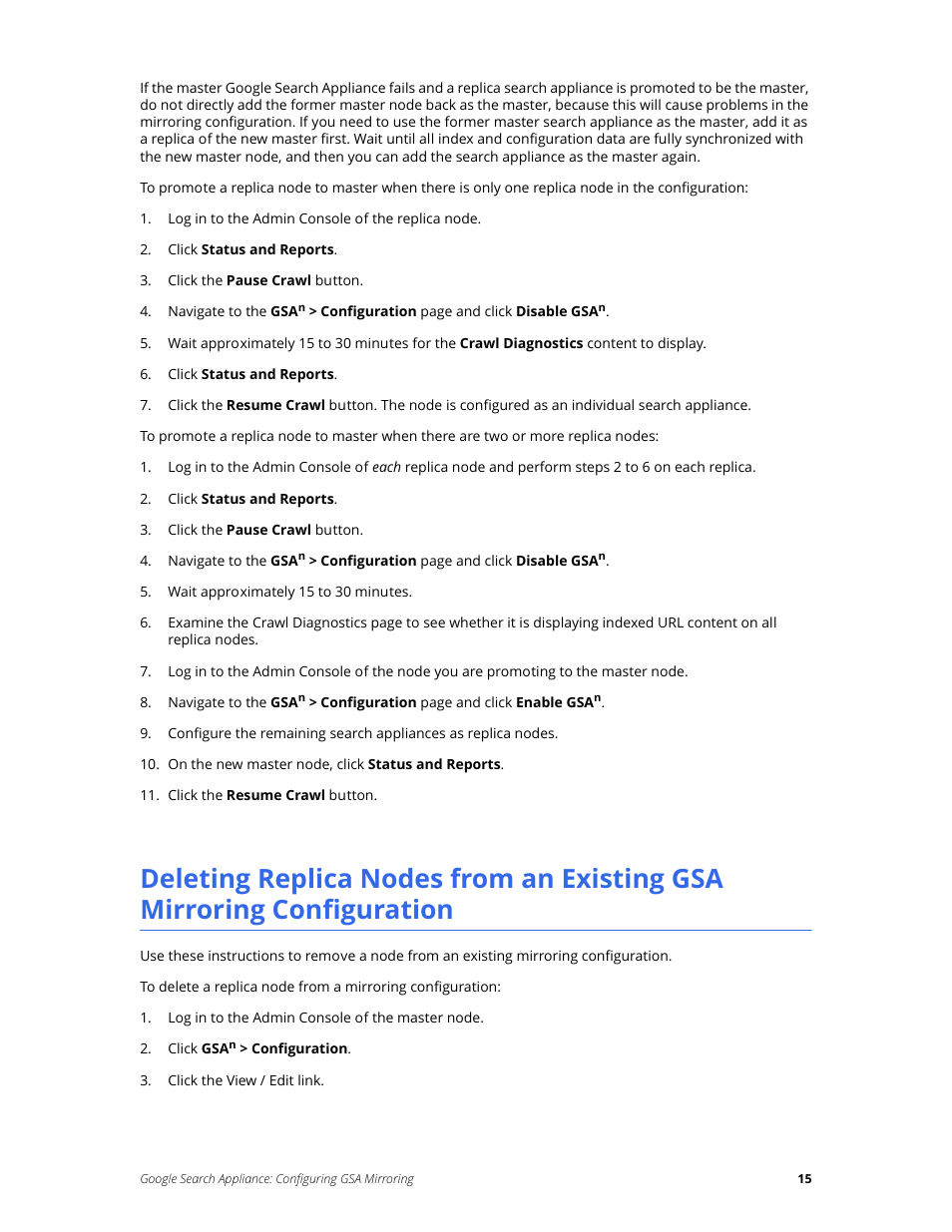 Google Search Appliance Configuring GSA Mirroring version 7.0 User Manual | Page 15 / 17