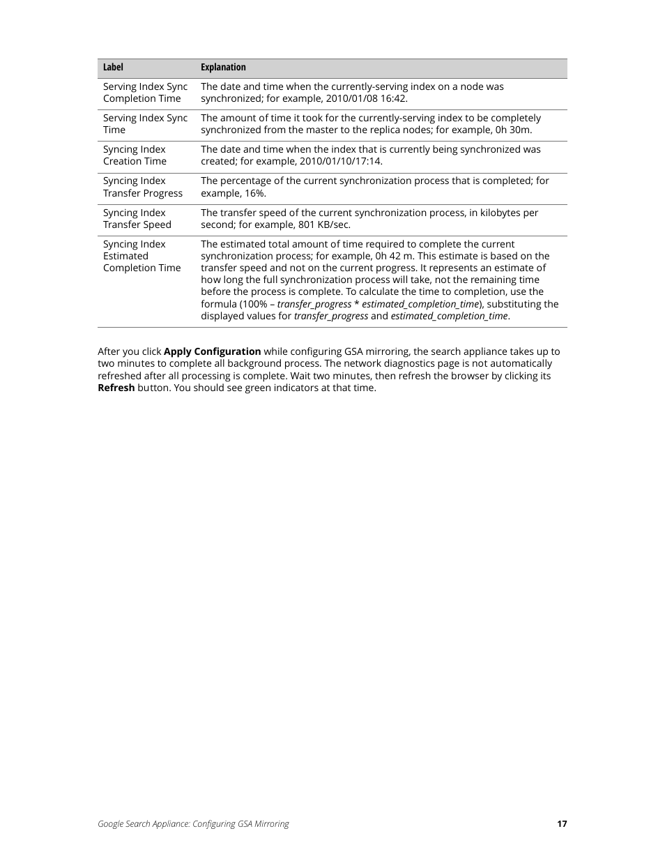 Google Search Appliance Configuring GSA Mirroring version 7.0 User Manual | Page 17 / 17