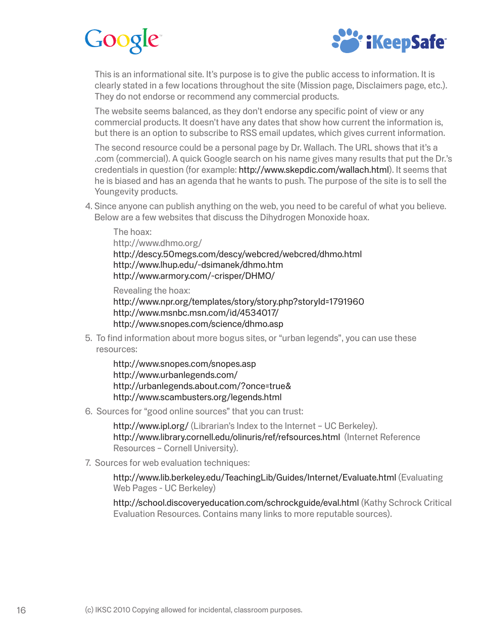 Google Internet Keep Safe Workshop 1: Detecting Lies and Staying True Instructor Handbook User Manual | Page 20 / 36