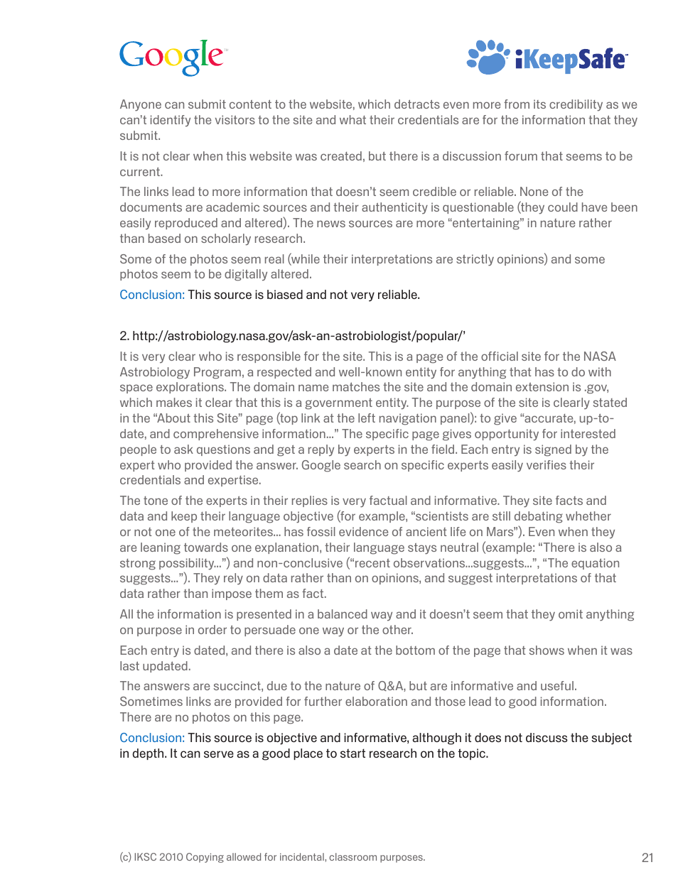 Google Internet Keep Safe Workshop 1: Detecting Lies and Staying True Instructor Handbook User Manual | Page 25 / 36