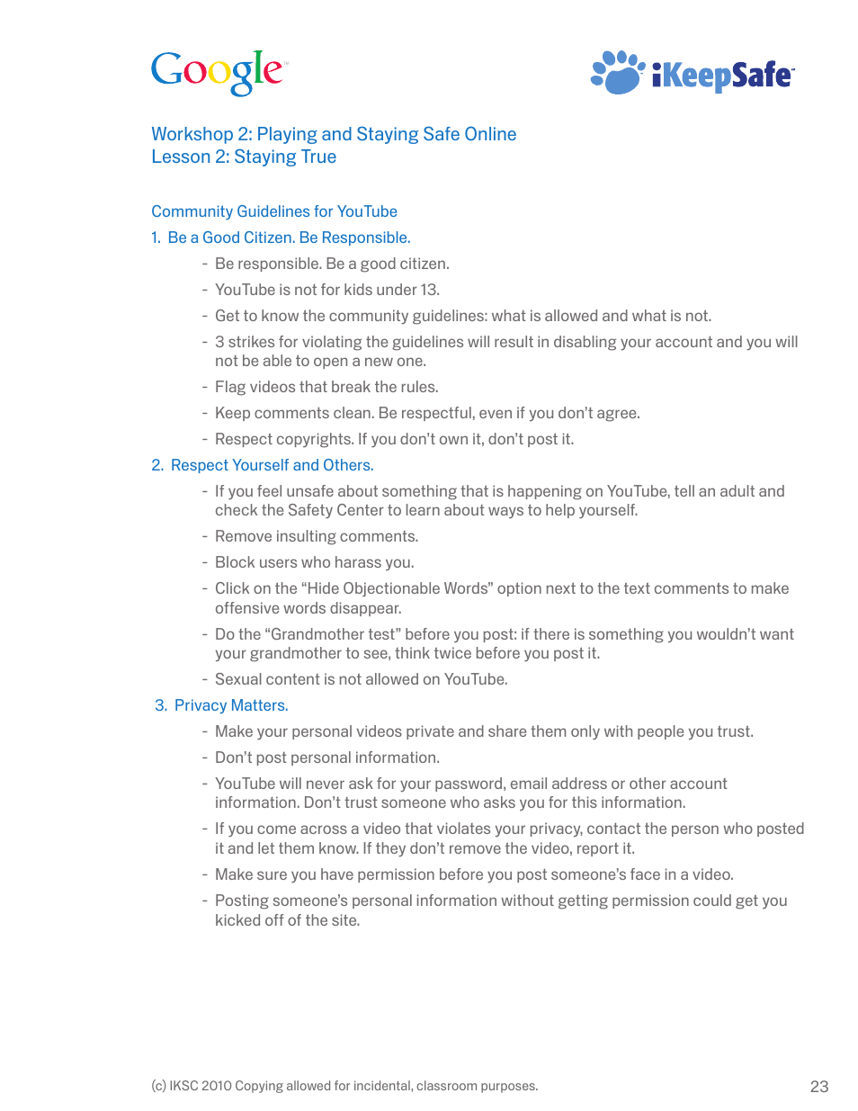 Google Internet Keep Safe Workshop 1: Detecting Lies and Staying True Instructor Handbook User Manual | Page 27 / 36
