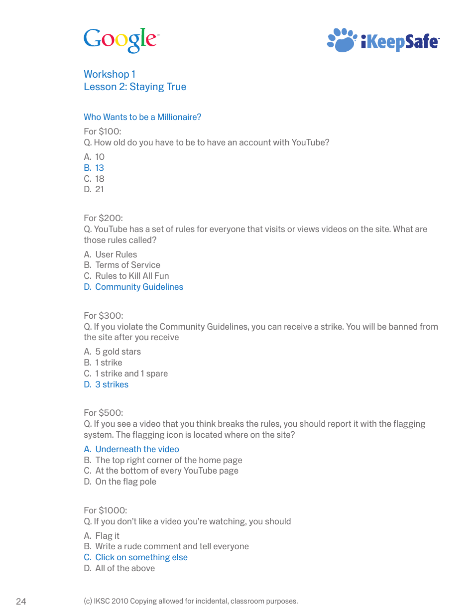 Google Internet Keep Safe Workshop 1: Detecting Lies and Staying True Instructor Handbook User Manual | Page 28 / 36