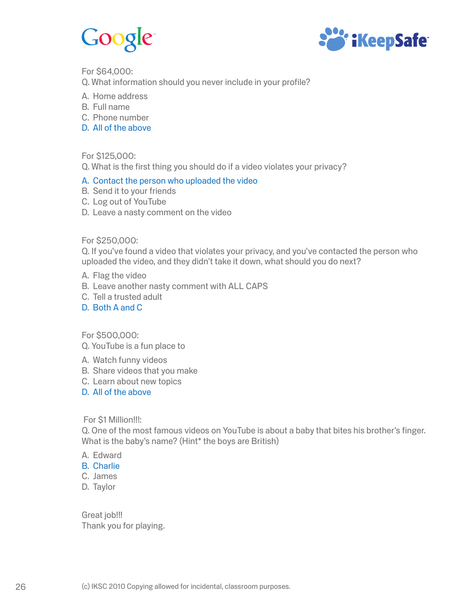Google Internet Keep Safe Workshop 1: Detecting Lies and Staying True Instructor Handbook User Manual | Page 30 / 36