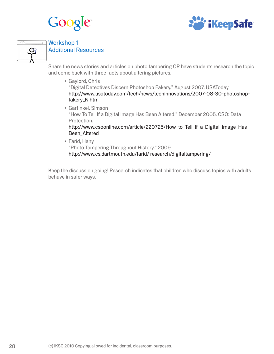 Google Internet Keep Safe Workshop 1: Detecting Lies and Staying True Instructor Handbook User Manual | Page 32 / 36