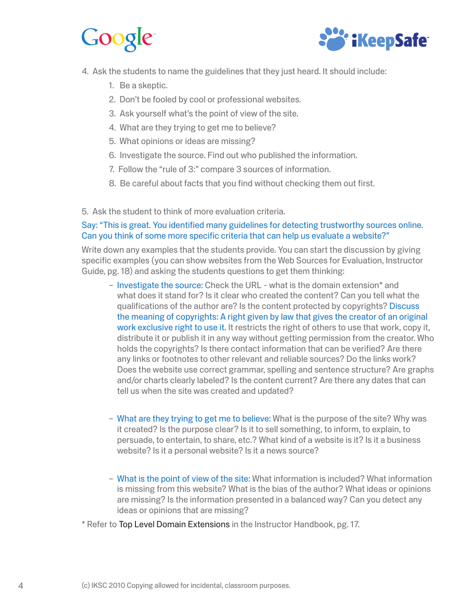 Google Internet Keep Safe Workshop 1: Detecting Lies and Staying True Instructor Handbook User Manual | Page 8 / 36