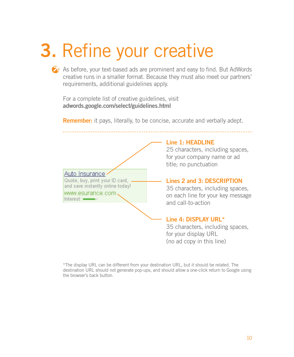 Refi ne your creative | Google Moving to Google AdWords A Hands-On Guide for Premium Advertisers User Manual | Page 12 / 24