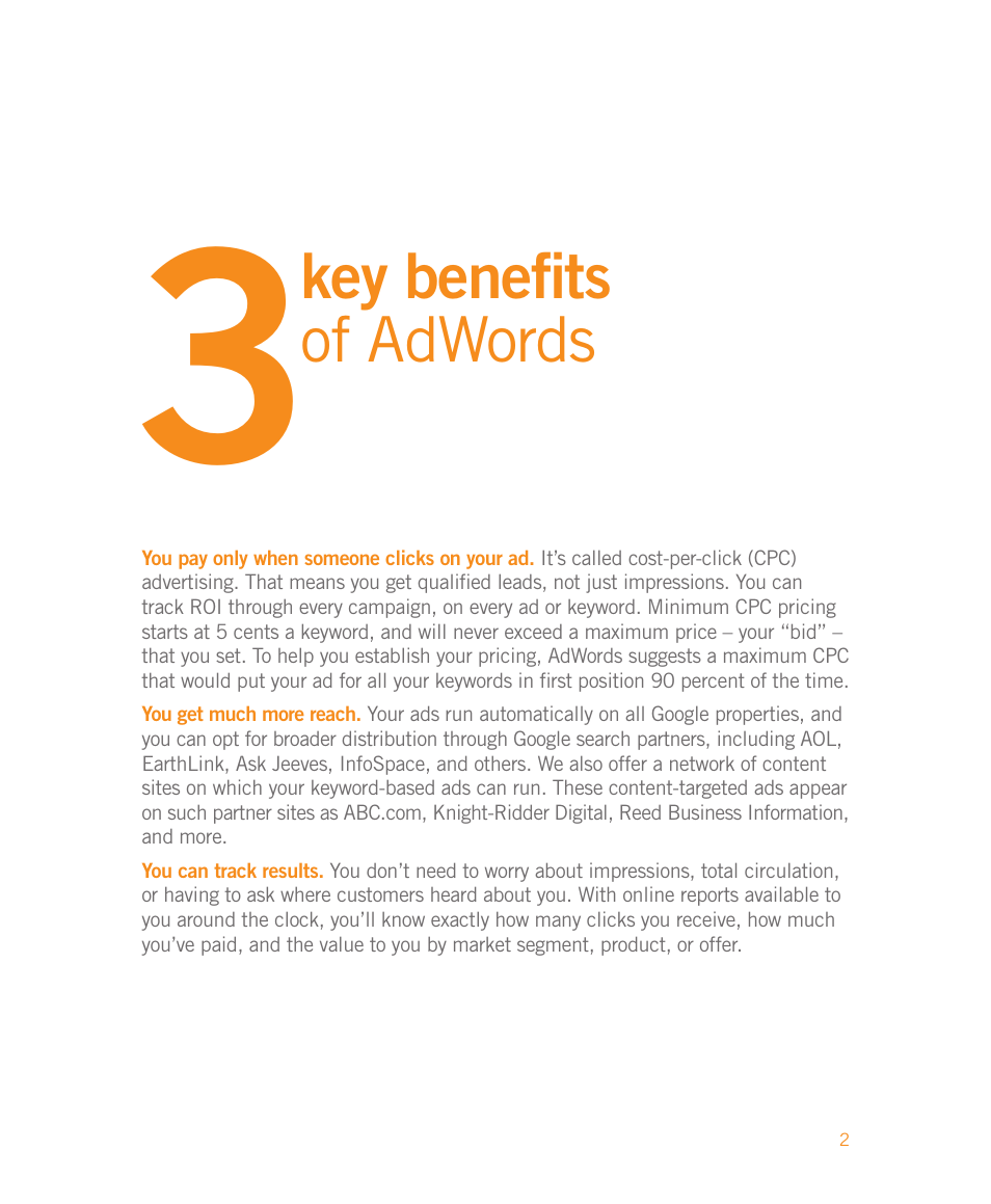 Key benefi ts of adwords | Google Moving to Google AdWords A Hands-On Guide for Premium Advertisers User Manual | Page 4 / 24