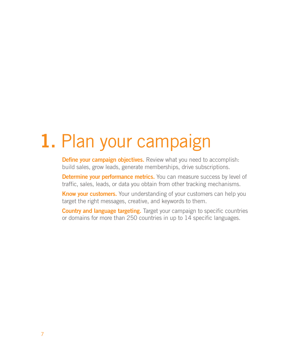 Plan your campaign | Google Moving to Google AdWords A Hands-On Guide for Premium Advertisers User Manual | Page 9 / 24
