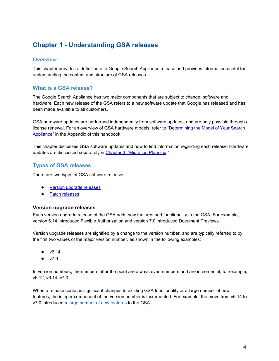 Chapter 1 ­ understanding gsa releases | Google Search Appliance Upgrade and Migration Handbook User Manual | Page 4 / 22