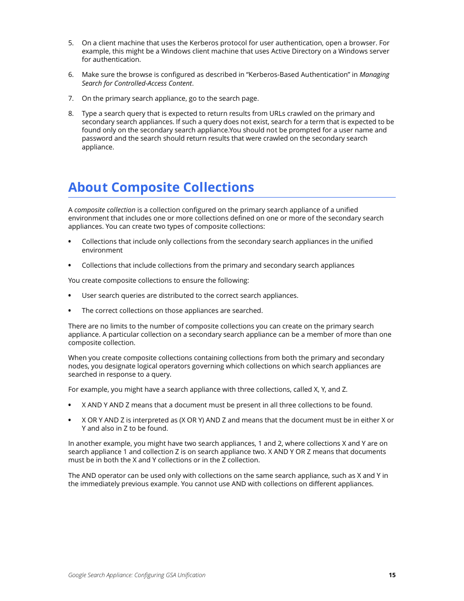 About composite collections | Google Search Appliance Configuring GSA Unification User Manual | Page 15 / 23