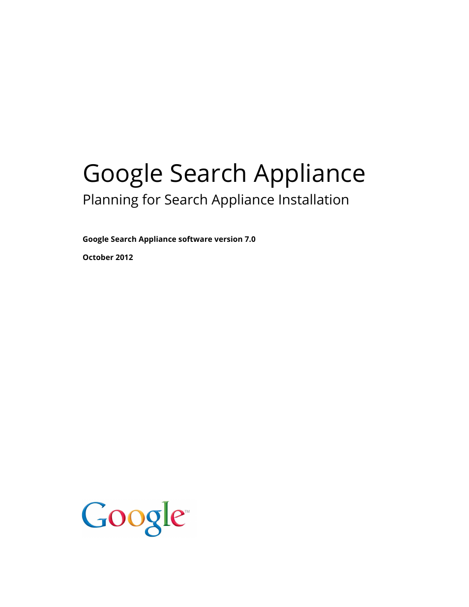 Google Search Appliance Planning for Search Appliance Installation User Manual | 23 pages