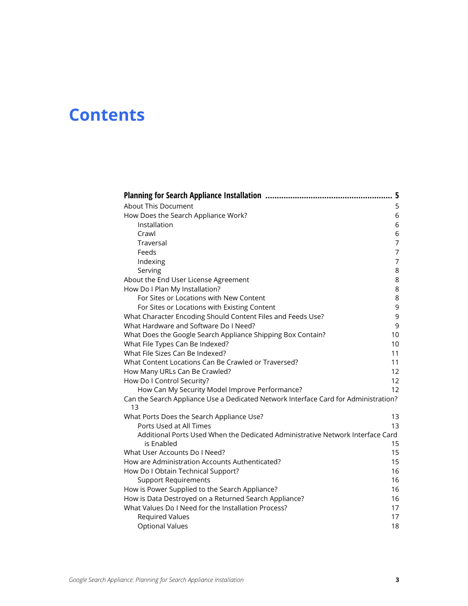 Google Search Appliance Planning for Search Appliance Installation User Manual | Page 3 / 23