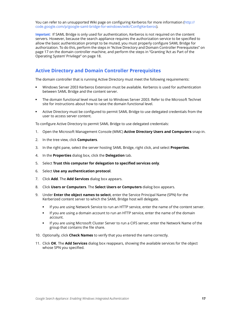 Google Search Appliance Enabling Windows Integrated Authentication version 7.2 User Manual | Page 17 / 20