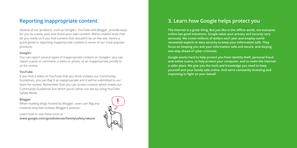 Reporting inappropriate content, Learn how google helps protect you | Google Good to Know A guide to staying safe and secure online User Manual | Page 10 / 13