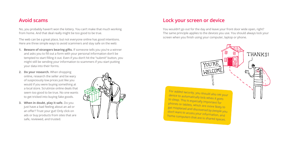 Avoid scams, Lock your screen or device | Google Good to Know A guide to staying safe and secure online User Manual | Page 4 / 13