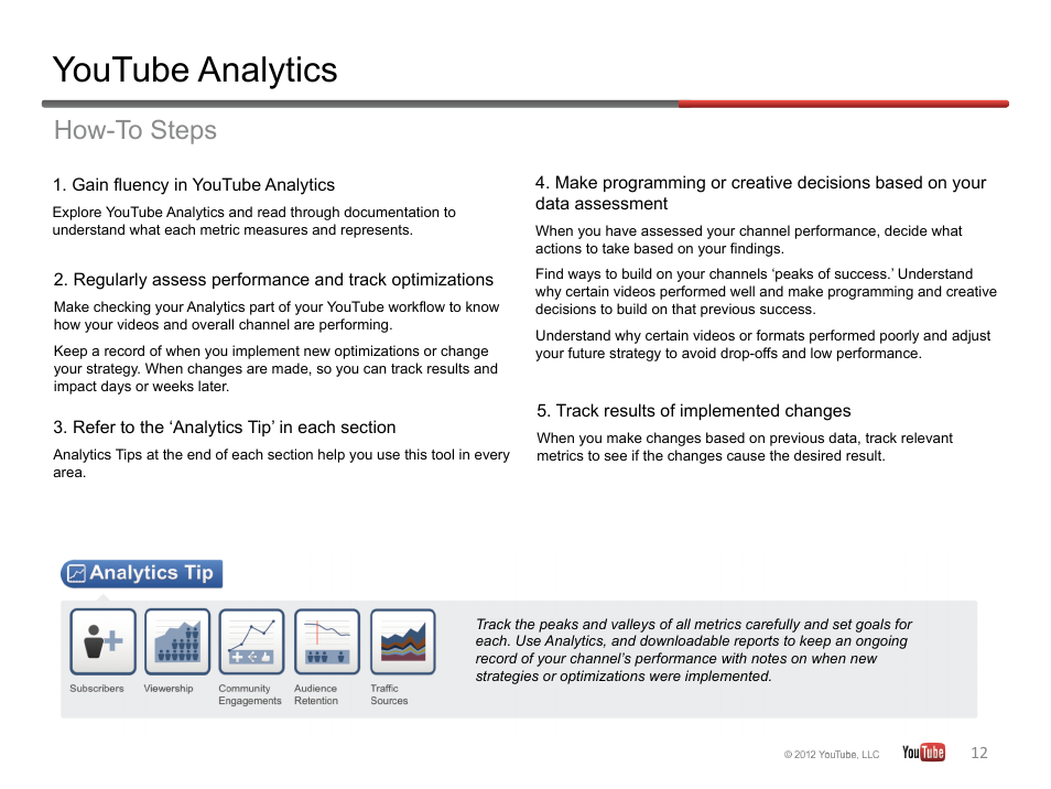 Youtube analytics, How-to steps | Google YouTube Creator Playbook Guide Version 2 User Manual | Page 12 / 91