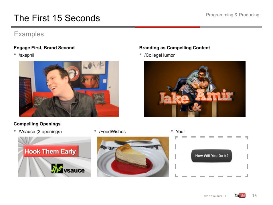 The first 15 seconds, Examples | Google YouTube Creator Playbook Guide Version 2 User Manual | Page 16 / 91