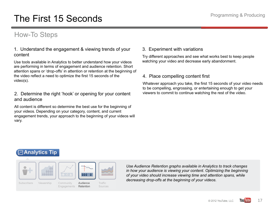 The first 15 seconds, How-to steps | Google YouTube Creator Playbook Guide Version 2 User Manual | Page 17 / 91