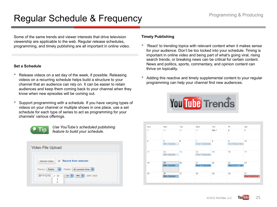 Regular schedule & frequency | Google YouTube Creator Playbook Guide Version 2 User Manual | Page 25 / 91