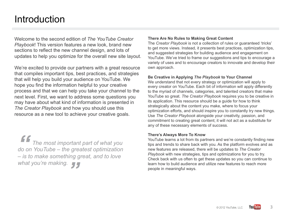 Introduction | Google YouTube Creator Playbook Guide Version 2 User Manual | Page 3 / 91