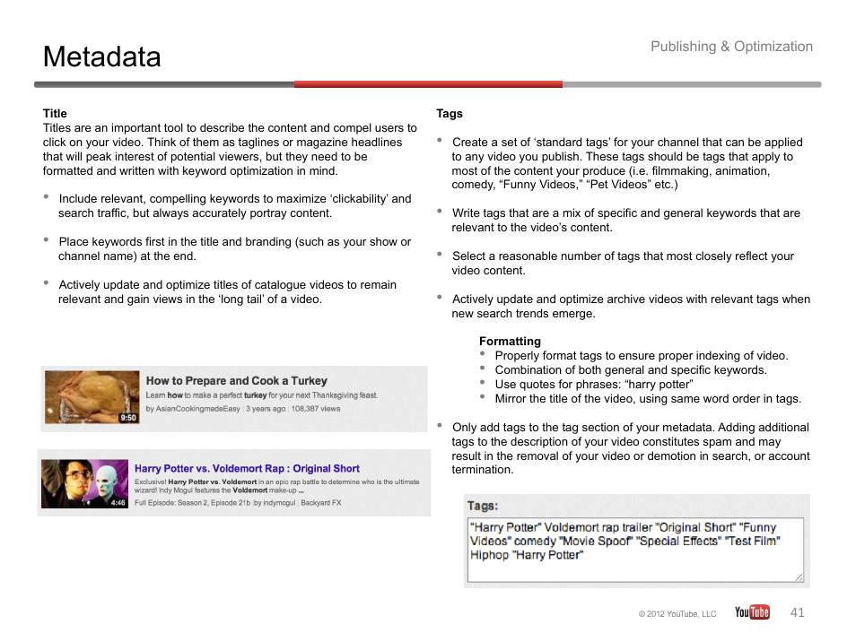 Metadata | Google YouTube Creator Playbook Guide Version 2 User Manual | Page 41 / 91