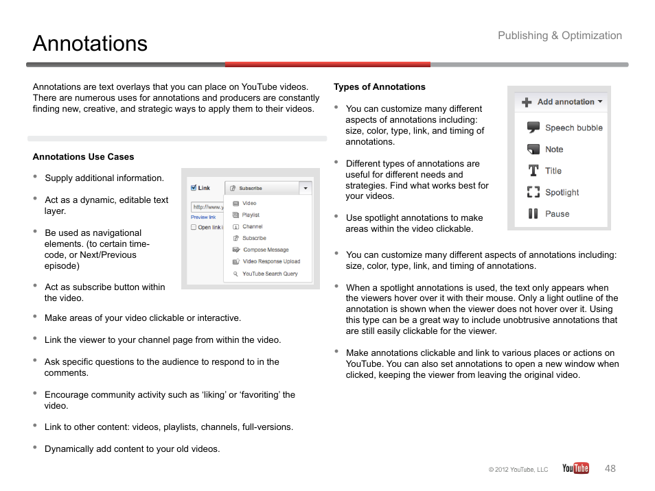 Annotations | Google YouTube Creator Playbook Guide Version 2 User Manual | Page 48 / 91