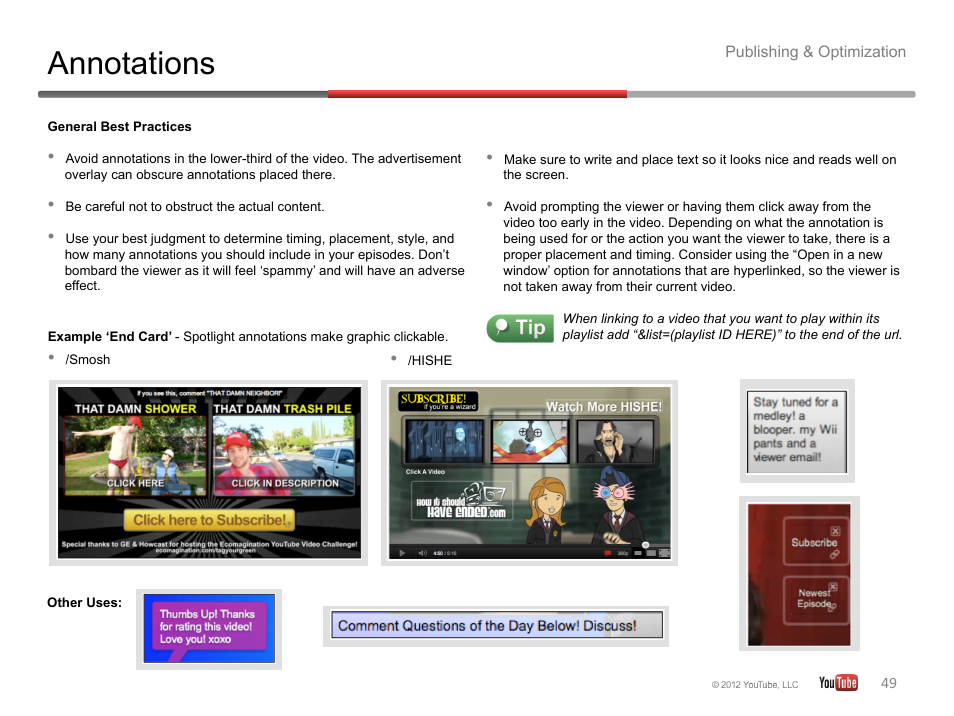 Annotations | Google YouTube Creator Playbook Guide Version 2 User Manual | Page 49 / 91