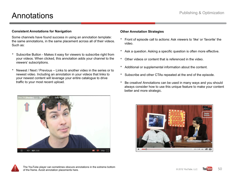 Annotations | Google YouTube Creator Playbook Guide Version 2 User Manual | Page 50 / 91