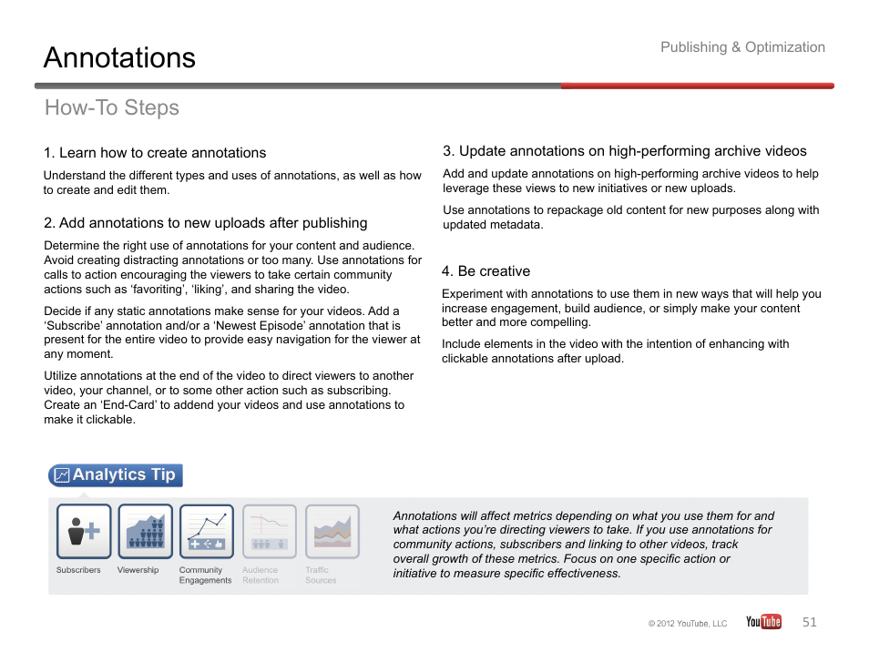 Annotations, How-to steps | Google YouTube Creator Playbook Guide Version 2 User Manual | Page 51 / 91