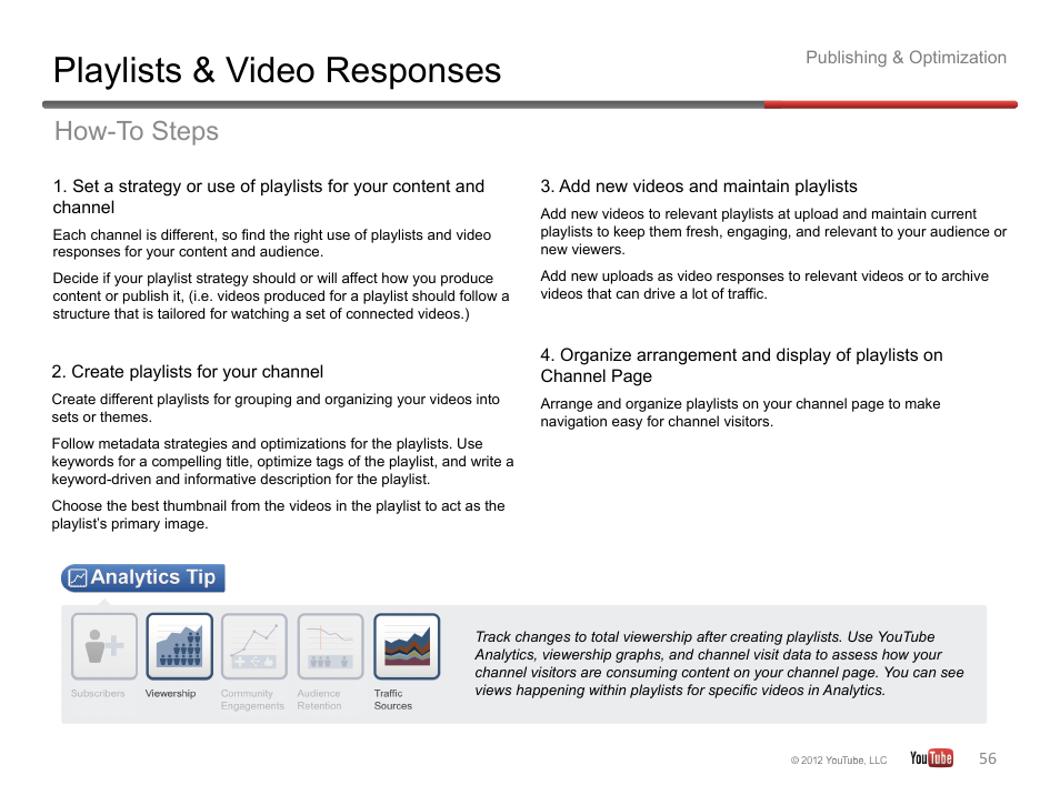 Playlists & video responses, How-to steps | Google YouTube Creator Playbook Guide Version 2 User Manual | Page 56 / 91
