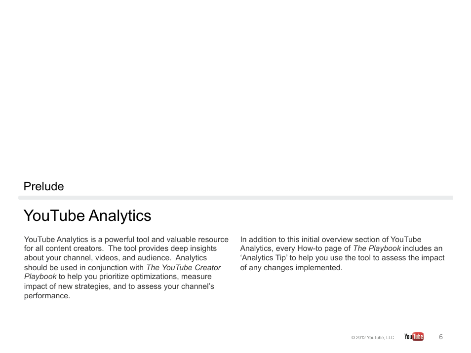 Youtube analytics | Google YouTube Creator Playbook Guide Version 2 User Manual | Page 6 / 91