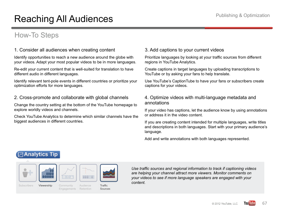 Reaching all audiences, How-to steps | Google YouTube Creator Playbook Guide Version 2 User Manual | Page 67 / 91