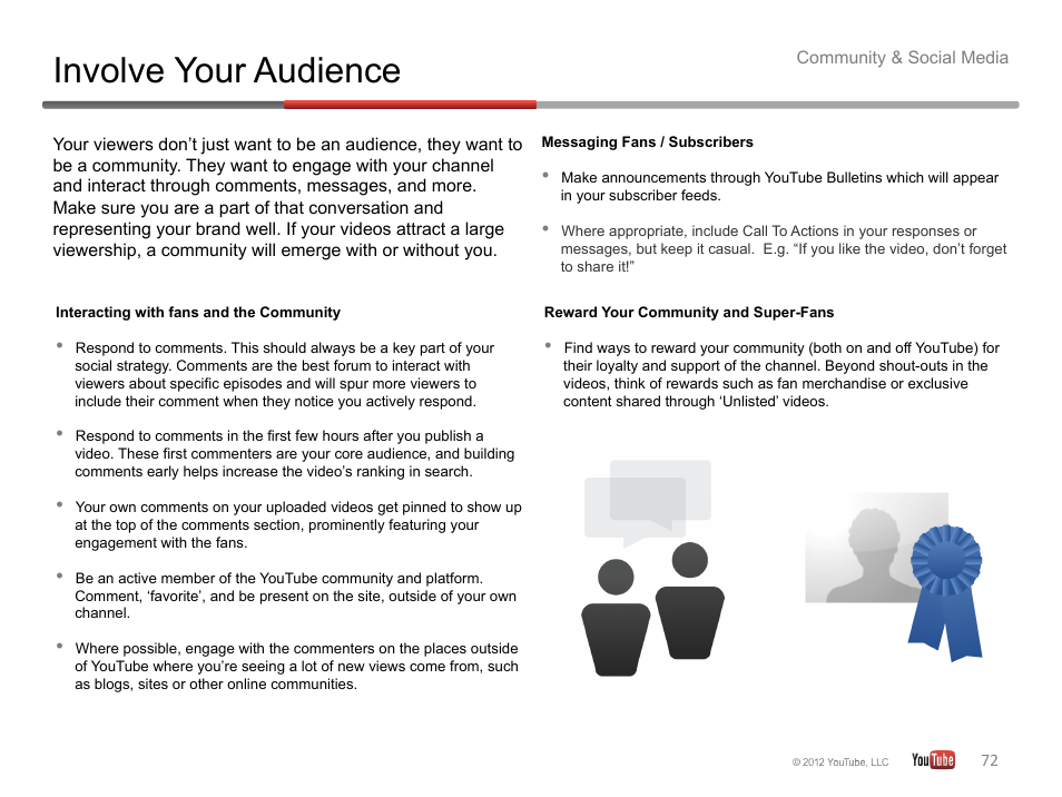 Involve your audience | Google YouTube Creator Playbook Guide Version 2 User Manual | Page 72 / 91