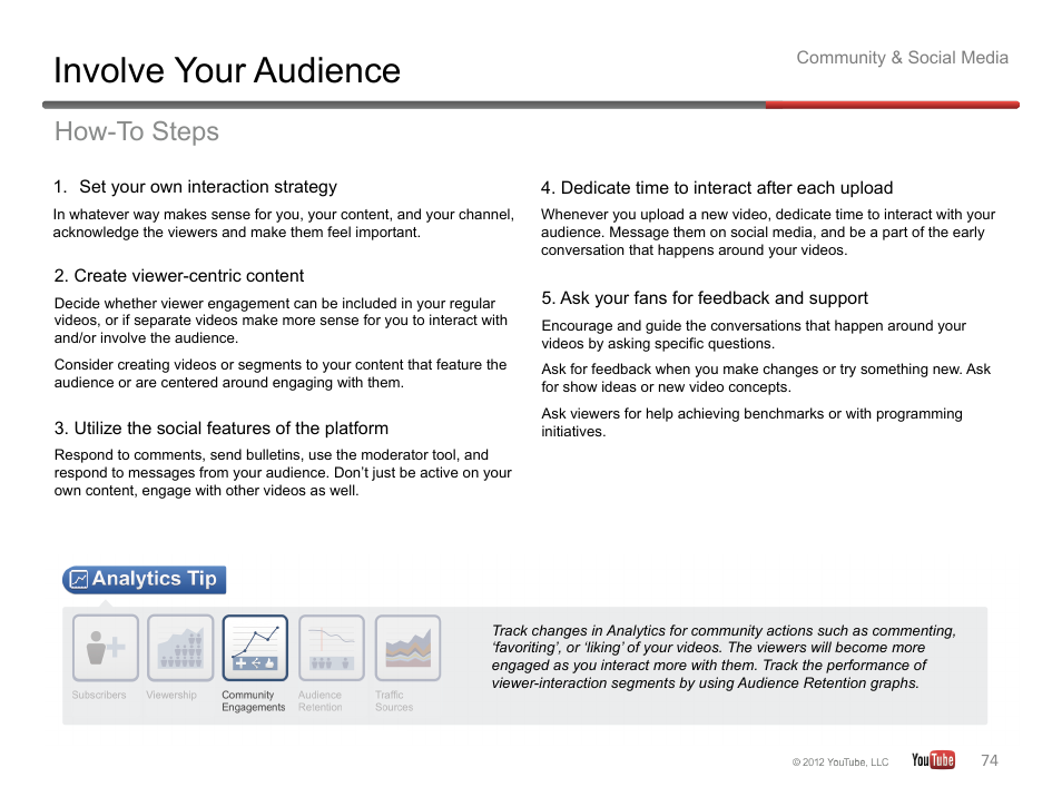 Involve your audience, How-to steps | Google YouTube Creator Playbook Guide Version 2 User Manual | Page 74 / 91