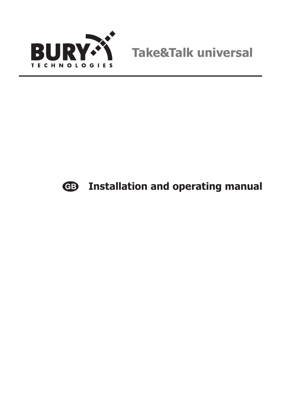 BURY UNI Take&Talk universal User Manual | 24 pages