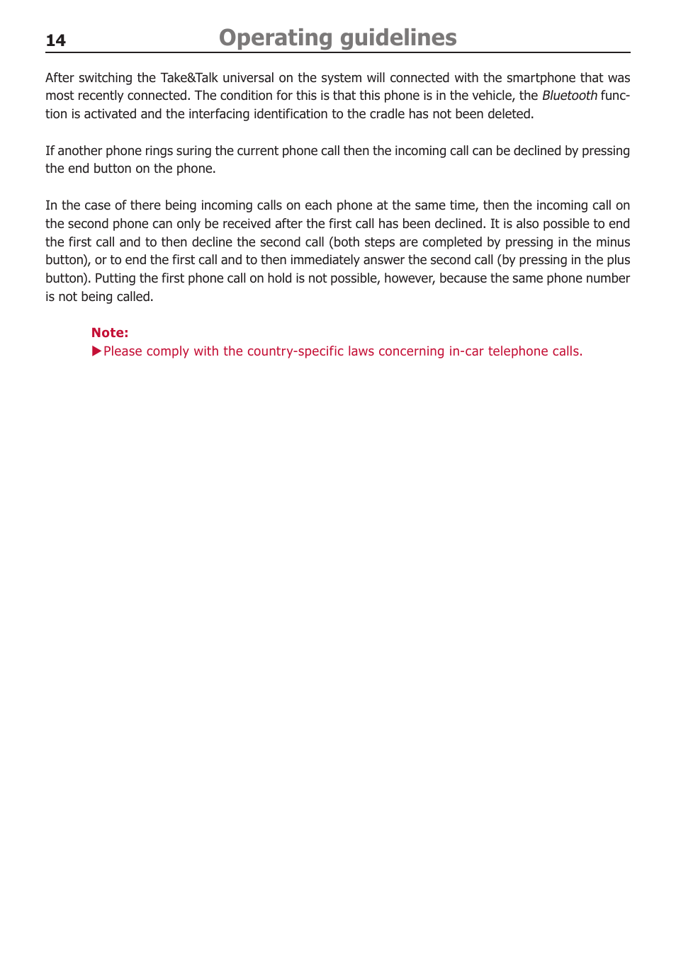 Operating guidelines | BURY UNI Take&Talk universal User Manual | Page 16 / 24