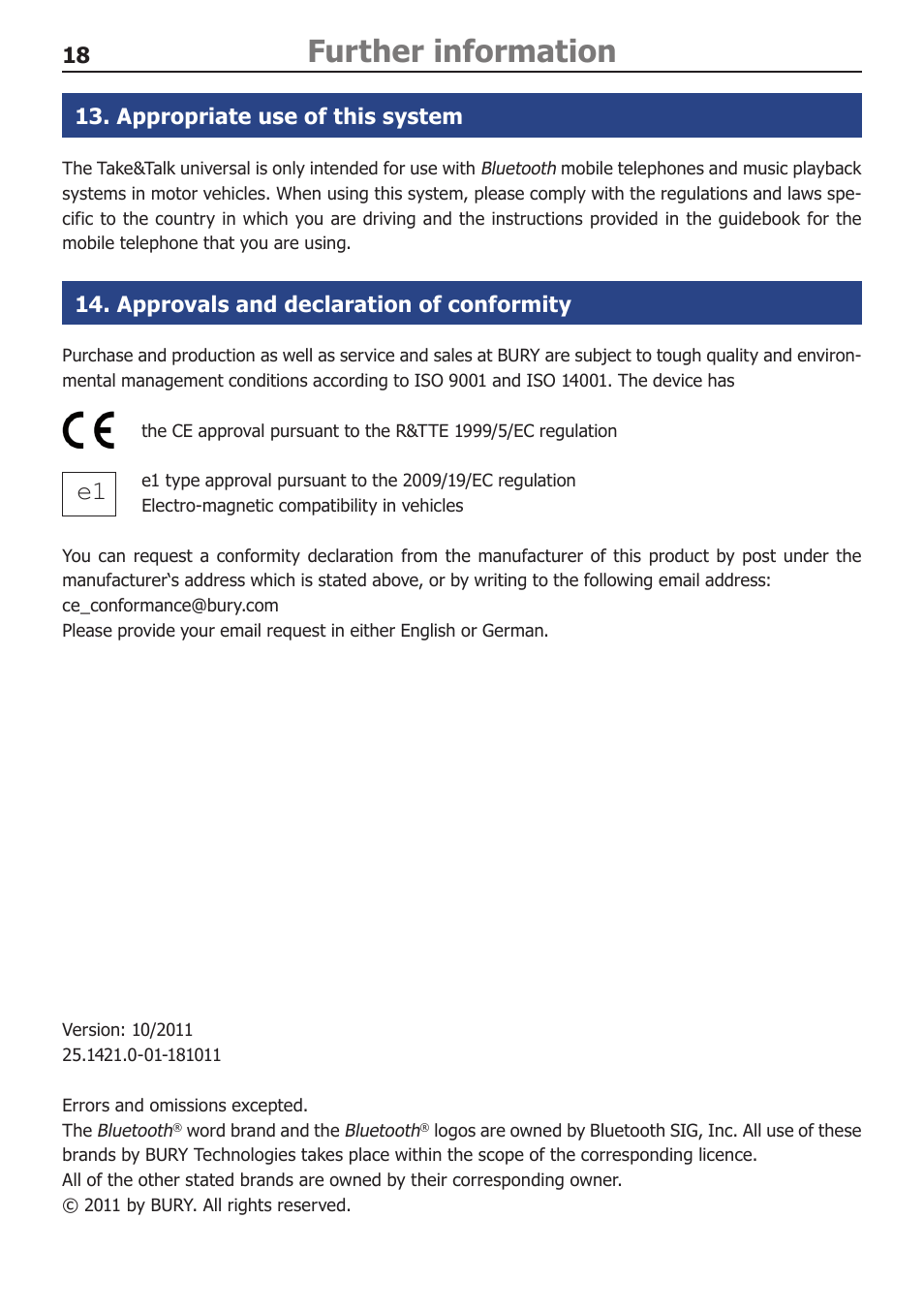 Further information | BURY UNI Take&Talk universal User Manual | Page 20 / 24