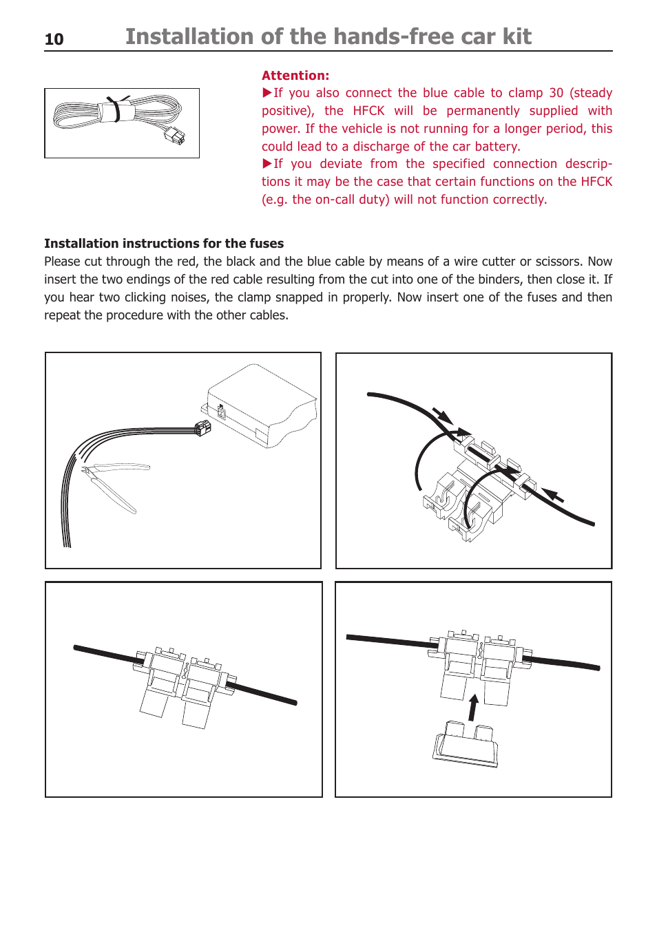Installation of the hands-free car kit | BURY CC 9060 Music USER Manual User Manual | Page 10 / 44