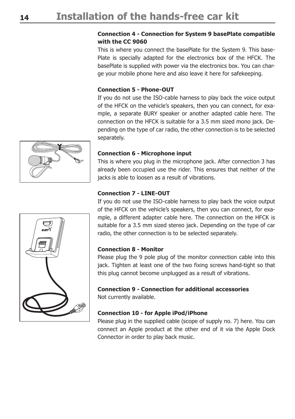 Installation of the hands-free car kit | BURY CC 9060 Music USER Manual User Manual | Page 14 / 44
