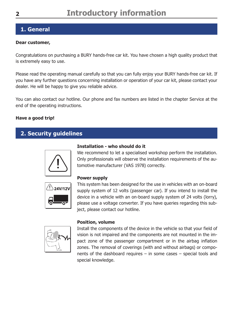 Introductory information, General, Security guidelines | BURY CC 9060 Music USER Manual User Manual | Page 2 / 44