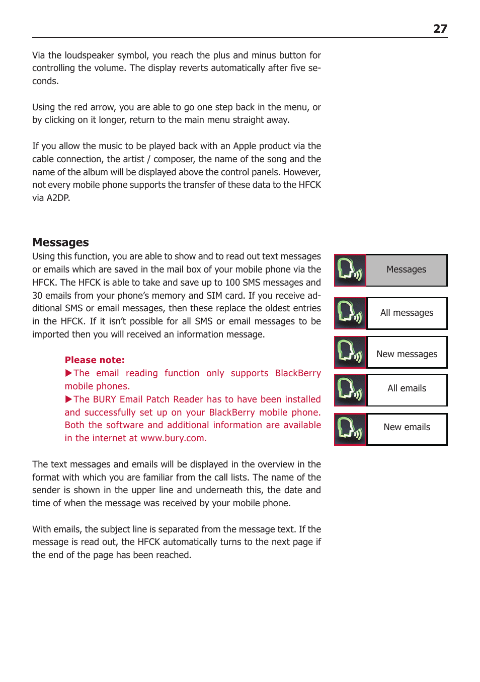 Messages | BURY CC 9060 Music USER Manual User Manual | Page 27 / 44