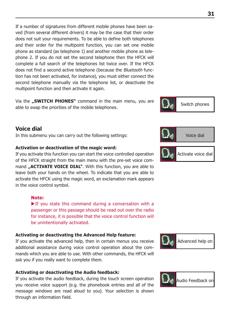 Voice dial | BURY CC 9060 Music USER Manual User Manual | Page 31 / 44