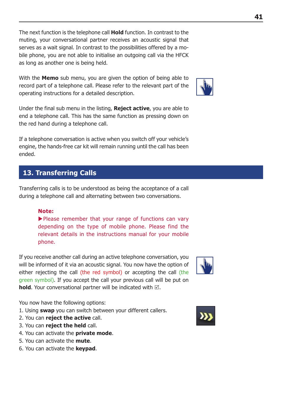 Transferring calls | BURY CC 9060 Music USER Manual User Manual | Page 41 / 44